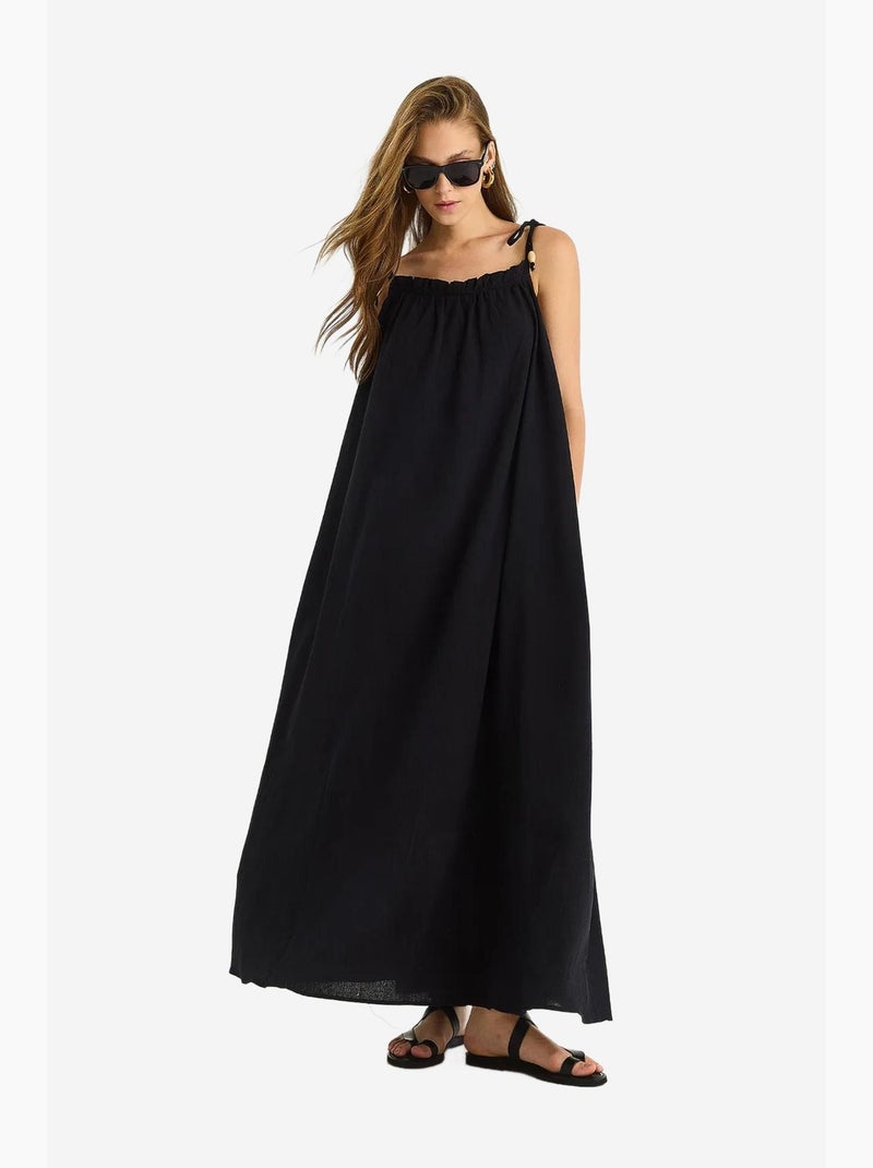 Maxi-jurk met ruchesdetail lucci Zwart - Kiabi