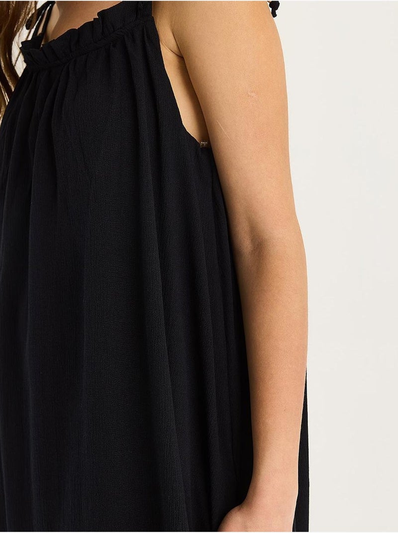 Maxi-jurk met ruchesdetail lucci Zwart - Kiabi