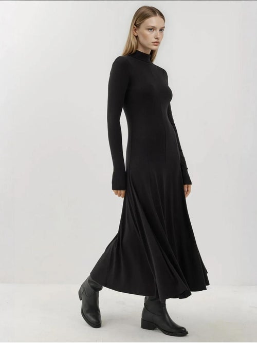 Maxi-jurk met textuur en halfhoge col hiccup - Kiabi