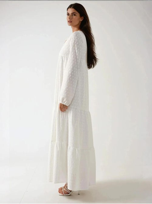 Maxi-jurk met textuur en ronde hals hiccup - Kiabi