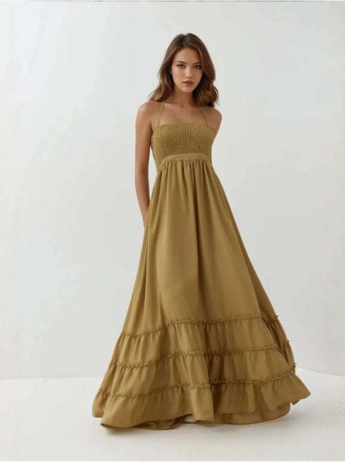 Maxi-jurk met textuur en vierkante hals hiccup - Kiabi Maxi-jurk met textuur en vierkante hals hiccup - Kiabi