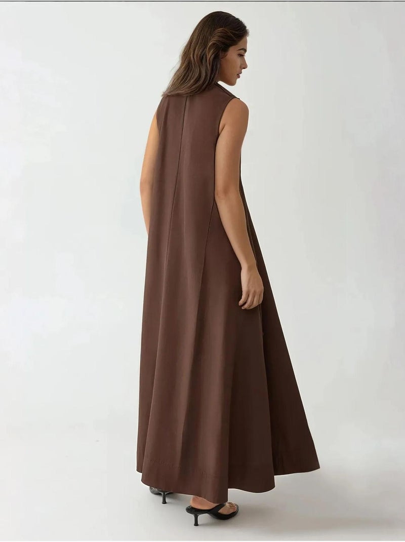 Maxi-jurk met u-hals hiccup Donkerbruin - Kiabi
