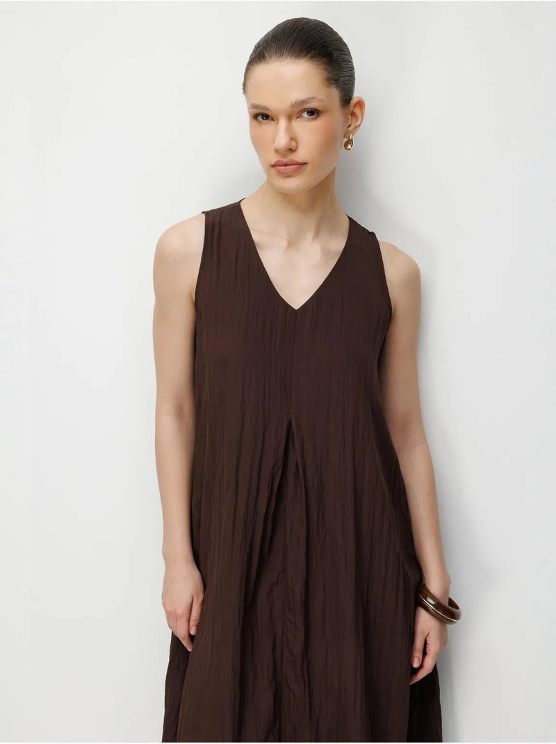 Maxi-jurk met v-hals mixray Chocoladebruin - Kiabi