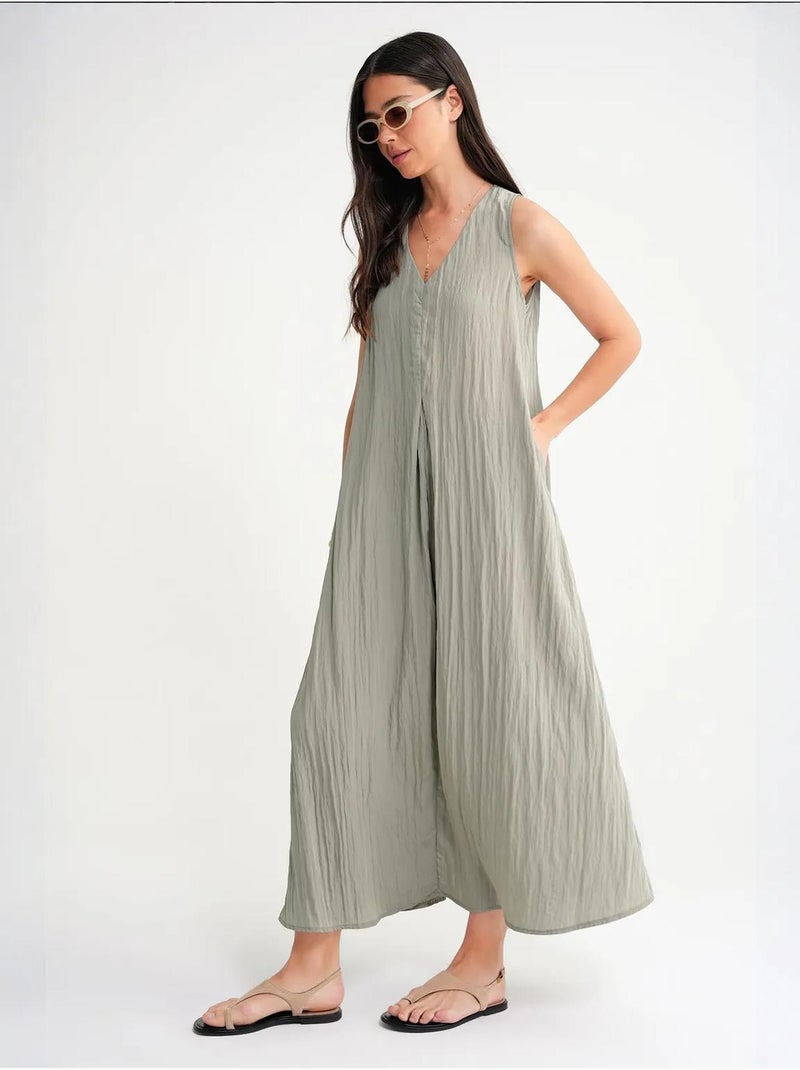 Maxi-jurk met v-hals mixray Pastelgroen - Kiabi