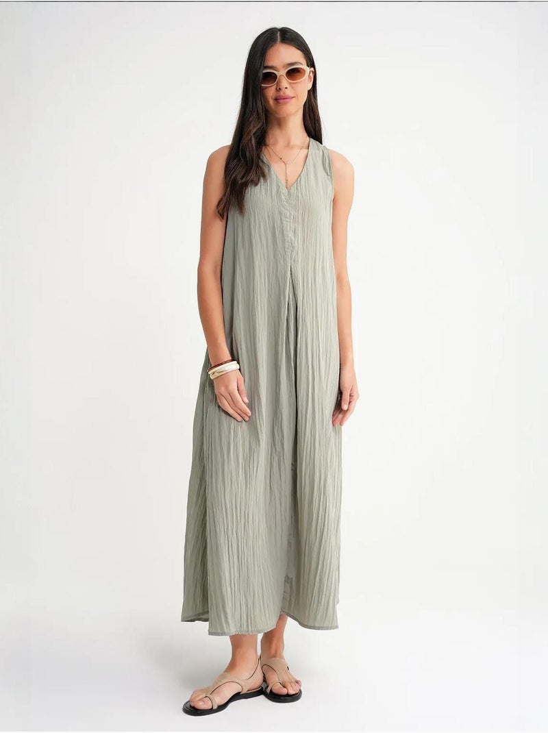 Maxi-jurk met v-hals mixray Pastelgroen - Kiabi