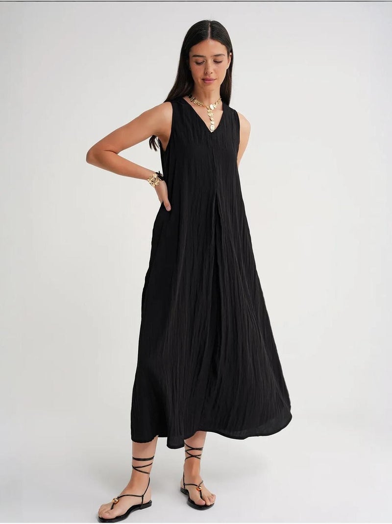 Maxi-jurk met v-hals mixray Zwart - Kiabi
