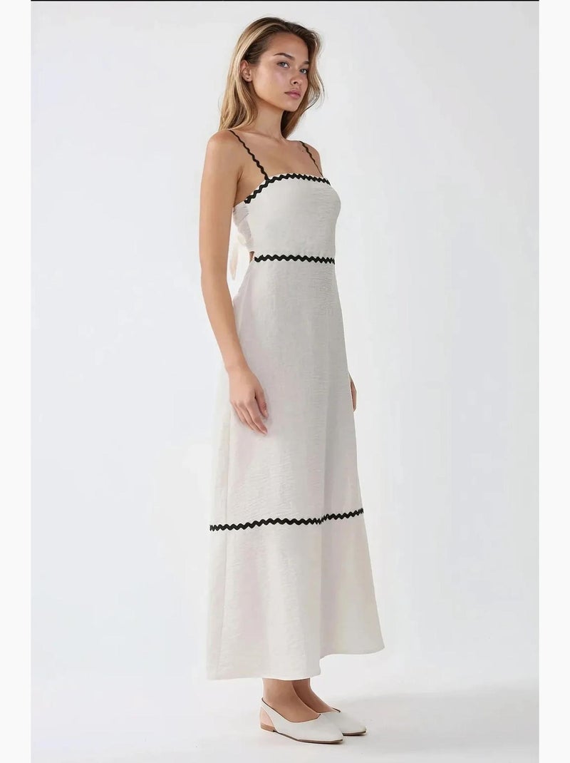 Maxi-jurk met vierkante kraag hiccup Wit - Kiabi