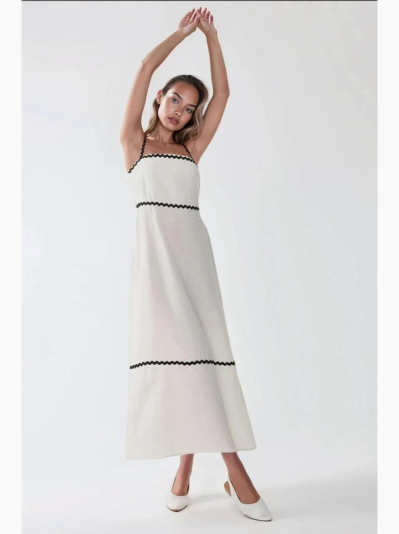 Maxi-jurk met vierkante kraag hiccup Wit - Kiabi
