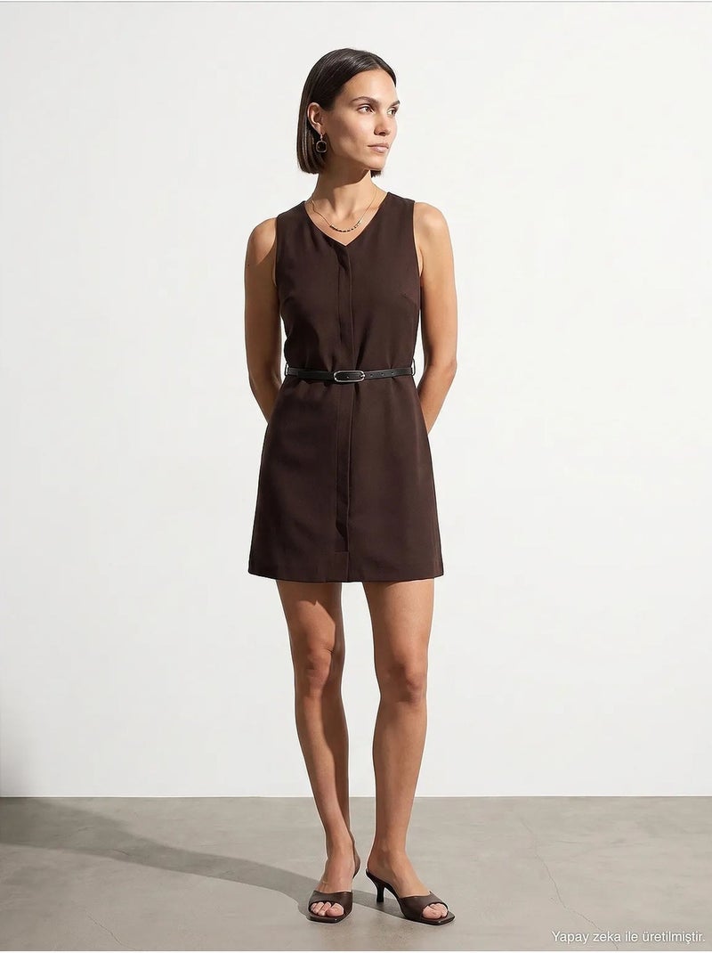 Maxi-jurk van tencel dilvin Chocoladebruin - Kiabi