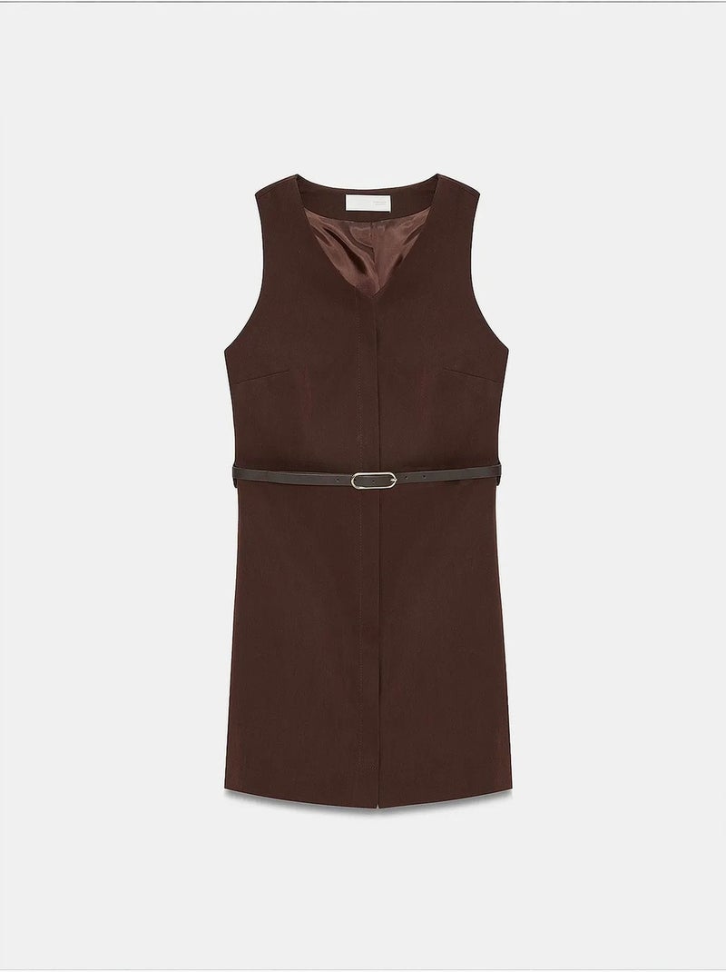 Maxi-jurk van tencel dilvin Chocoladebruin - Kiabi