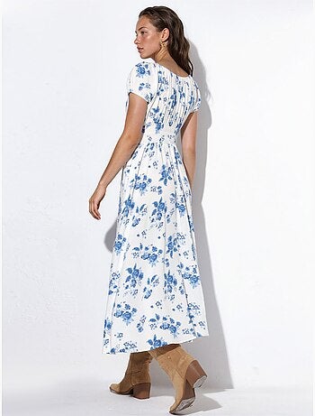 Maxi-jurk van viscose met bloemenprint busem