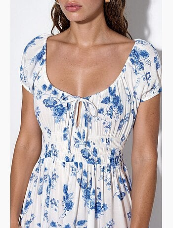 Maxi-jurk van viscose met bloemenprint busem