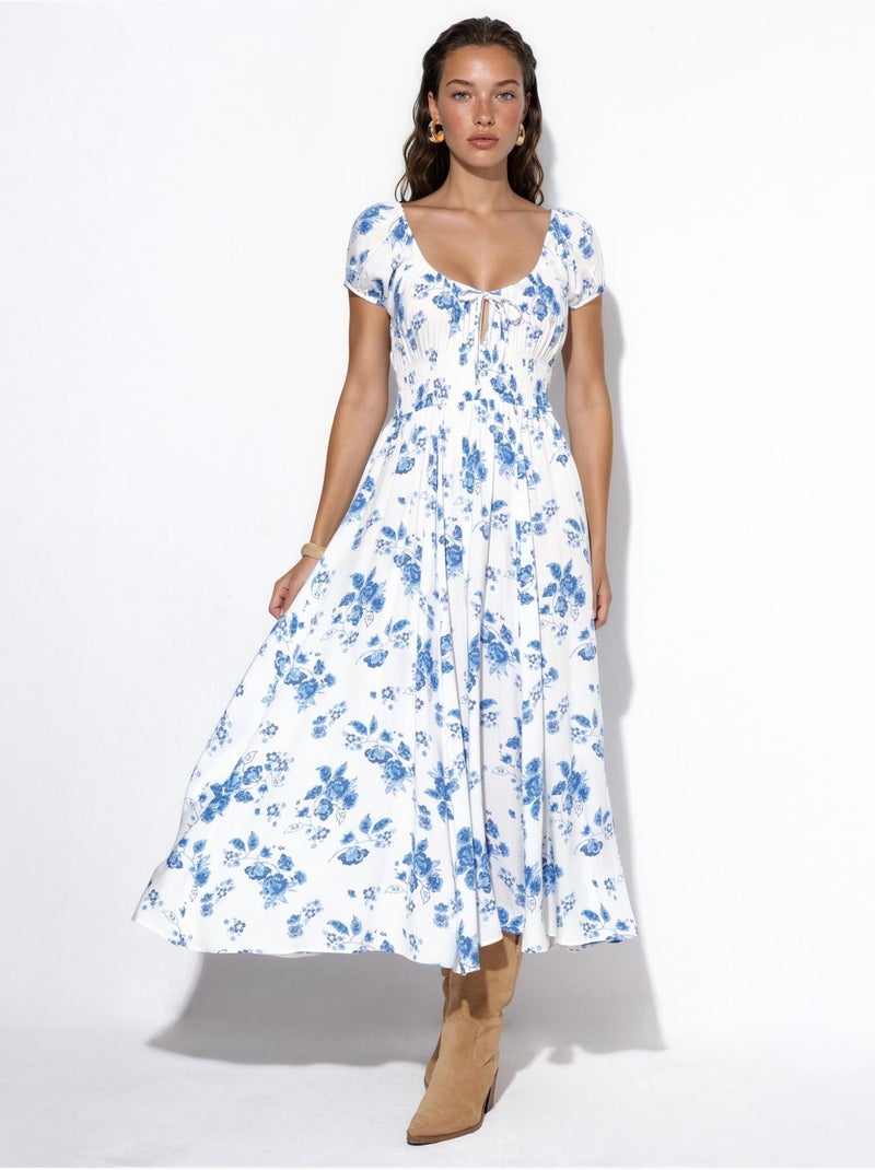 Maxi-jurk van viscose met bloemenprint busem Multicolor - Kiabi