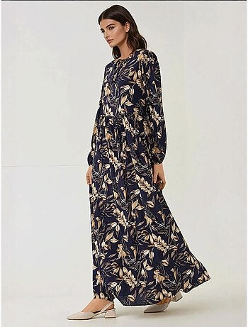 Maxi-jurk van viscose met bloemenprint en lange mouwen hiccup