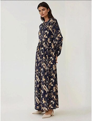Maxi-jurk van viscose met bloemenprint en lange mouwen hiccup
