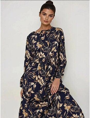 Maxi-jurk van viscose met bloemenprint en lange mouwen hiccup