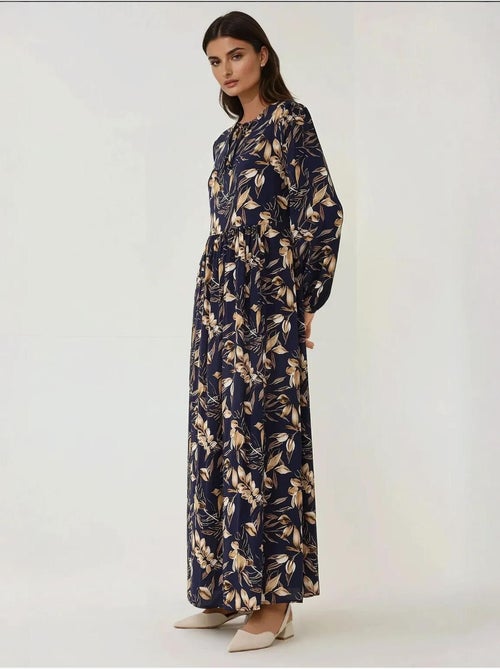 Maxi-jurk van viscose met bloemenprint en lange mouwen hiccup - Kiabi