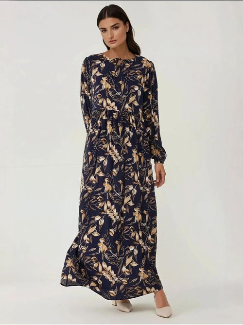 Maxi-jurk van viscose met bloemenprint en lange mouwen hiccup - Kiabi