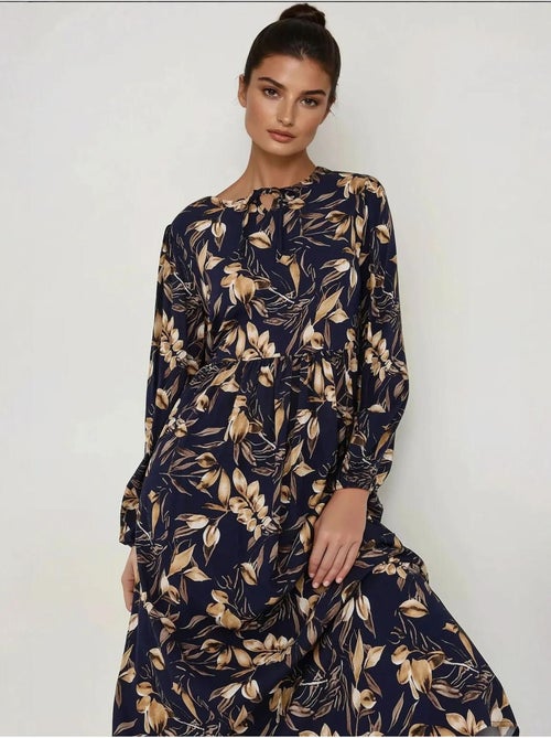 Maxi-jurk van viscose met bloemenprint en lange mouwen hiccup - Kiabi