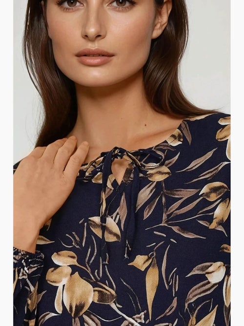 Maxi-jurk van viscose met bloemenprint en lange mouwen hiccup - Kiabi
