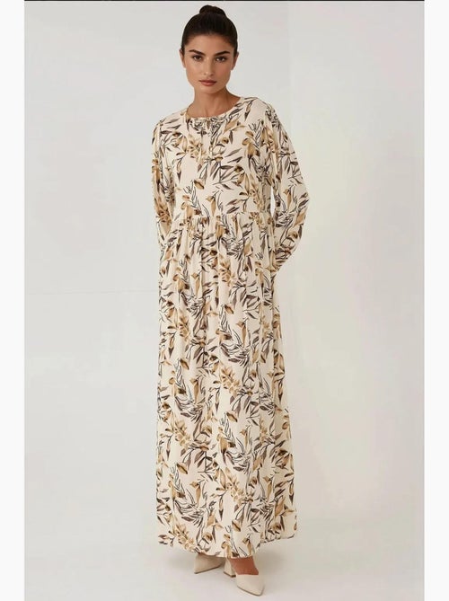 Maxi-jurk van viscose met bloemenprint en lange mouwen hiccup - Kiabi Maxi-jurk van viscose met bloemenprint en lange mouwen hiccup - Kiabi