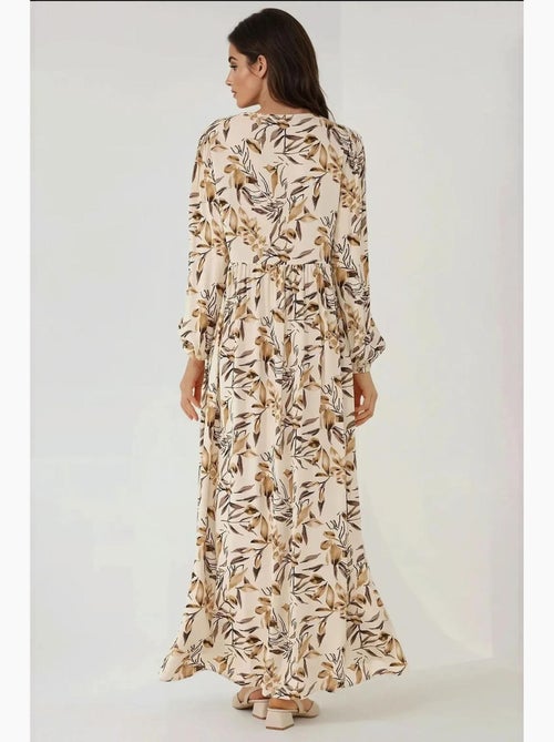Maxi-jurk van viscose met bloemenprint en lange mouwen hiccup - Kiabi Maxi-jurk van viscose met bloemenprint en lange mouwen hiccup - Kiabi