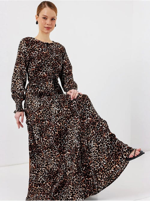 Maxi-jurk van viscosecrêpe met bloemenprint bdart - Kiabi