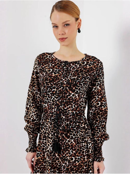 Maxi-jurk van viscosecrêpe met bloemenprint bdart - Kiabi