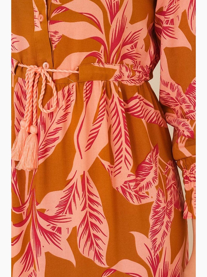 Maxi-jurk van viscosecrêpe met bloemenprint bdart Camel - Kiabi