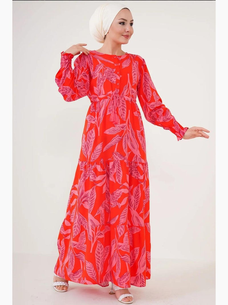 Maxi-jurk van viscosecrêpe met bloemenprint bdart Rood - Kiabi