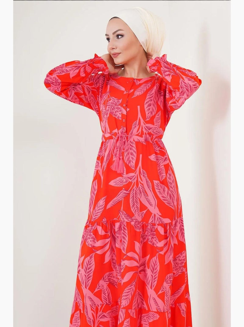 Maxi-jurk van viscosecrêpe met bloemenprint bdart Rood - Kiabi
