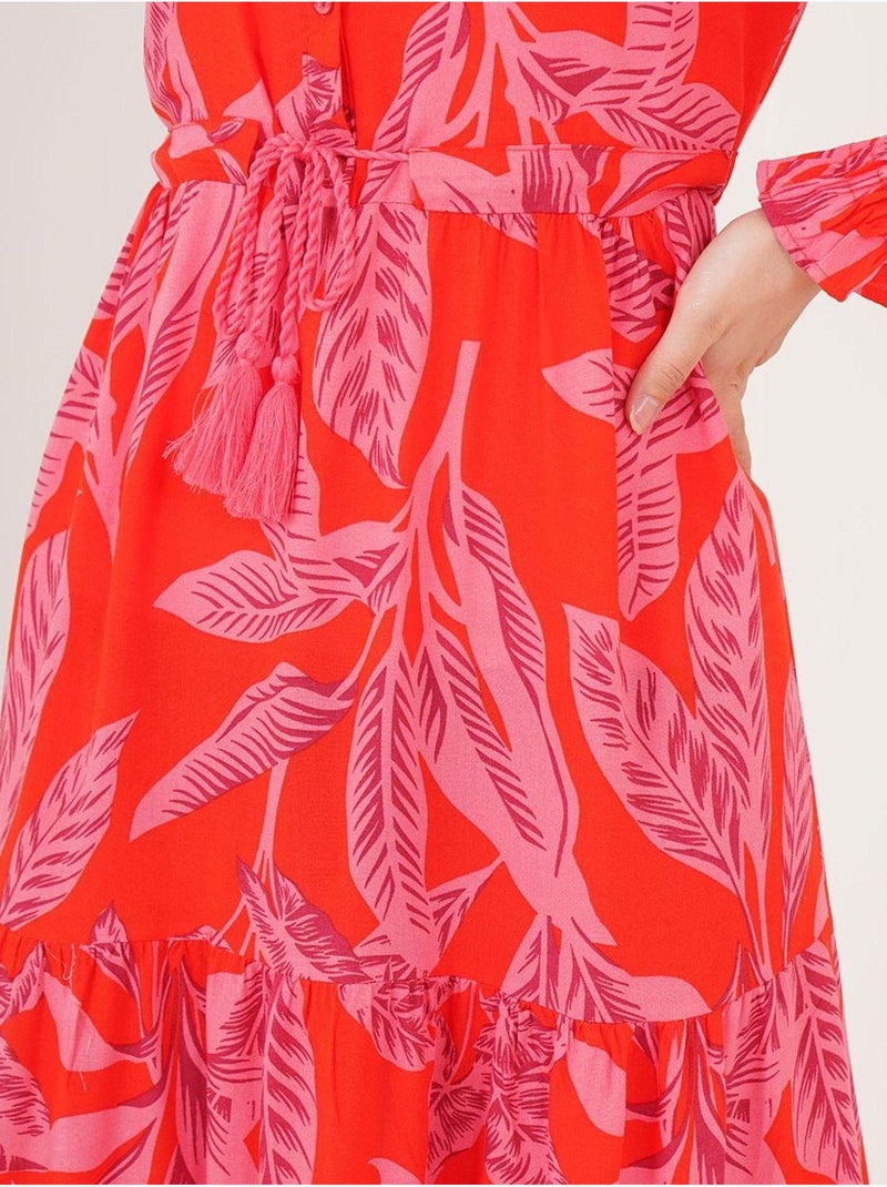 Maxi-jurk van viscosecrêpe met bloemenprint bdart Rood - Kiabi