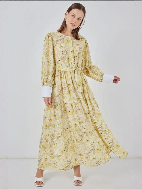 Maxi-jurk van viscosemix met patroon en knoopsluiting bdart - Kiabi Maxi-jurk van viscosemix met patroon en knoopsluiting bdart - Kiabi
