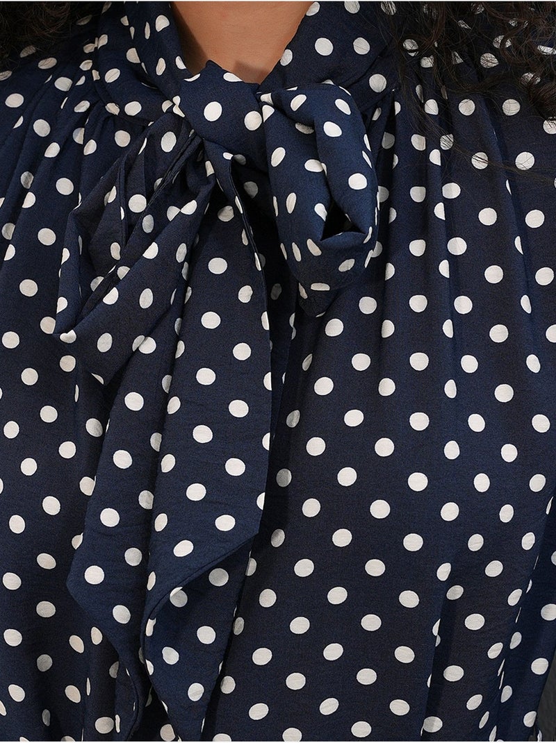Maxi overhemdjurk met stippen bdart Marineblauw - Kiabi