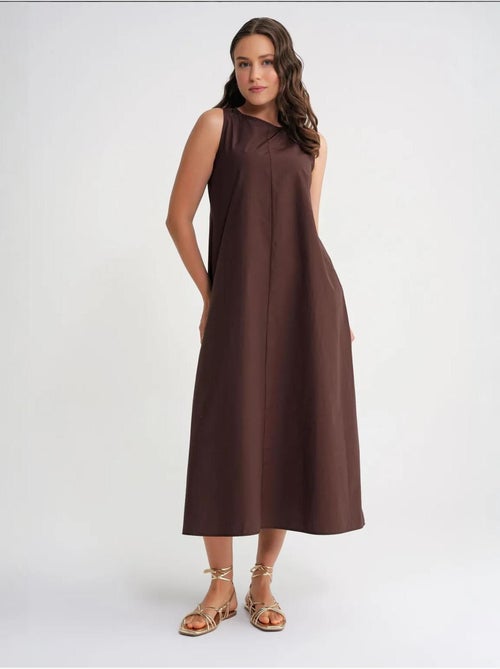 Maxi poplin jurk met zakken mixray - Kiabi Maxi poplin jurk met zakken mixray - Kiabi