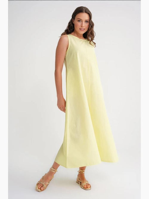 Maxi poplin jurk met zakken mixray - Kiabi Maxi poplin jurk met zakken mixray - Kiabi