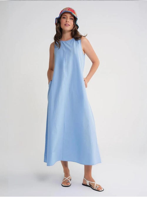 Maxi poplin jurk met zakken mixray - Kiabi