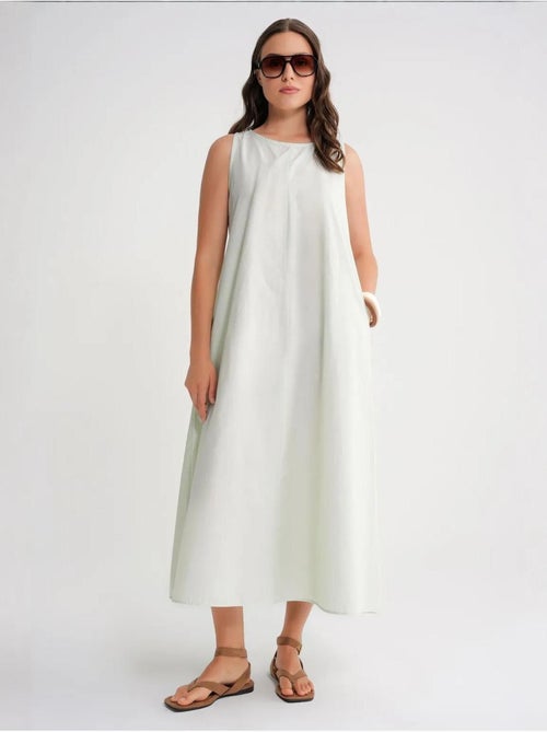 Maxi poplin jurk met zakken mixray - Kiabi Maxi poplin jurk met zakken mixray - Kiabi