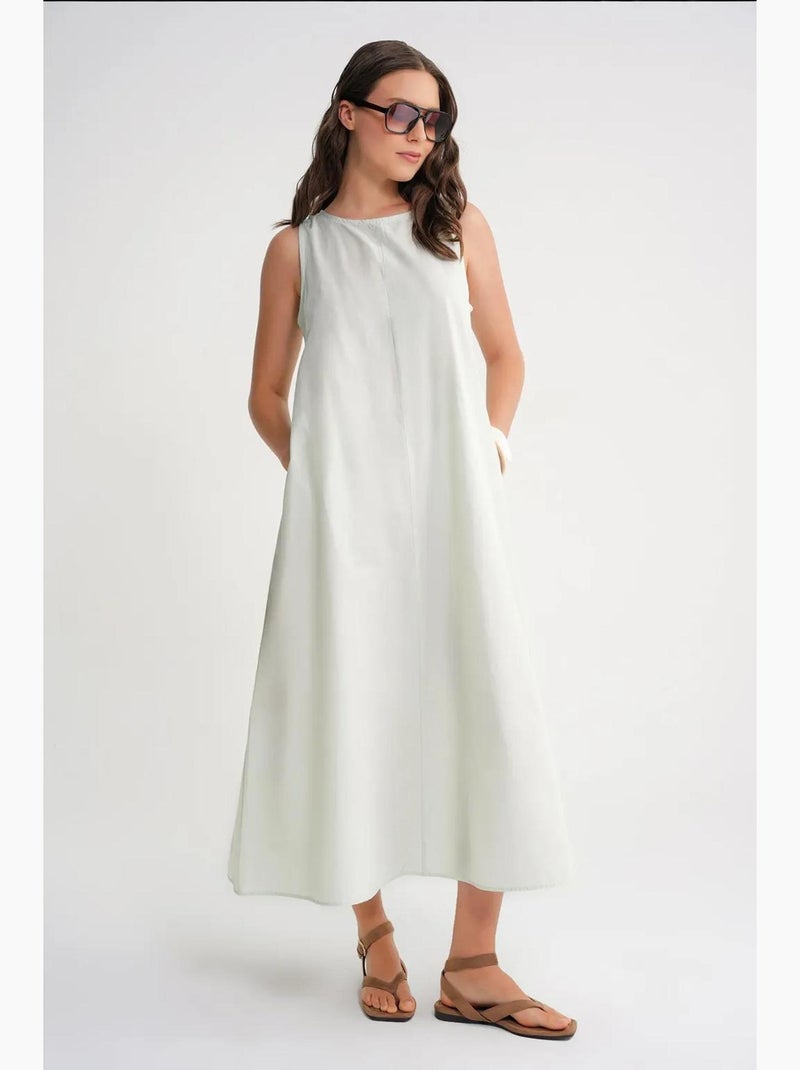 Maxi poplin jurk met zakken mixray Pastelgroen - Kiabi