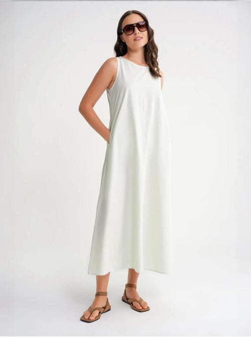 Maxi poplin jurk met zakken mixray - Kiabi Maxi poplin jurk met zakken mixray - Kiabi