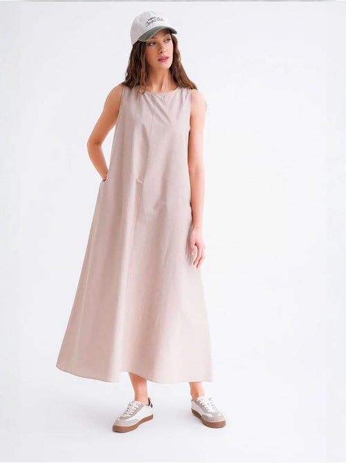 Maxi poplin jurk met zakken mixray - Kiabi