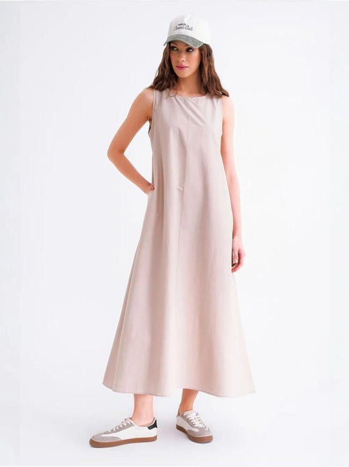 Maxi poplin jurk met zakken mixray - Kiabi