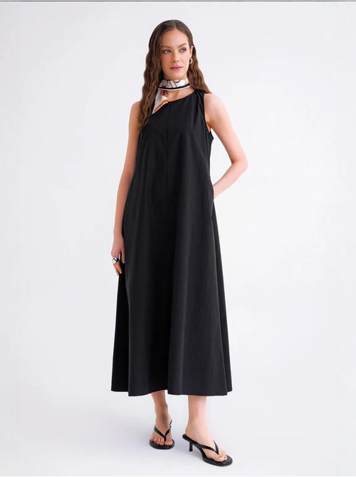 Maxi poplin jurk met zakken mixray - Kiabi