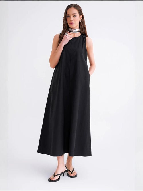 Maxi poplin jurk met zakken mixray - Kiabi