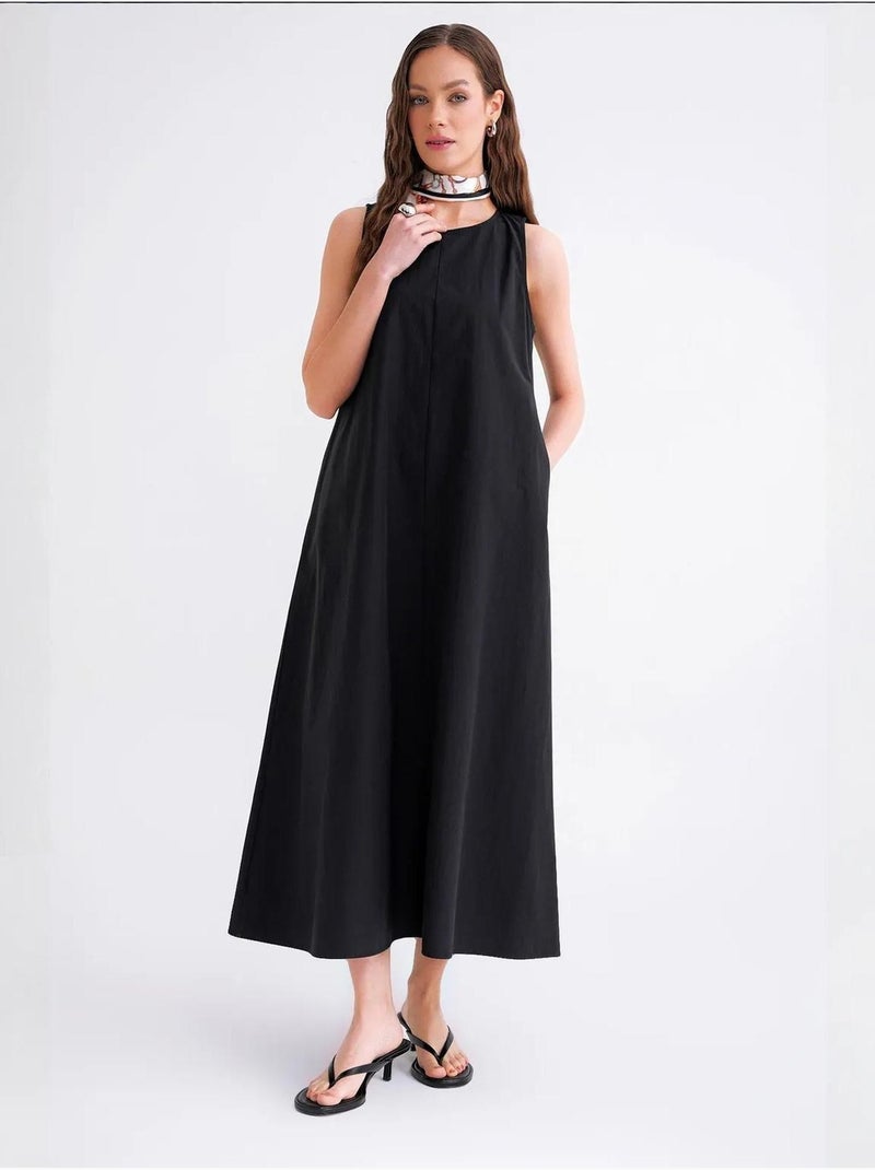 Maxi poplin jurk met zakken mixray Zwart - Kiabi