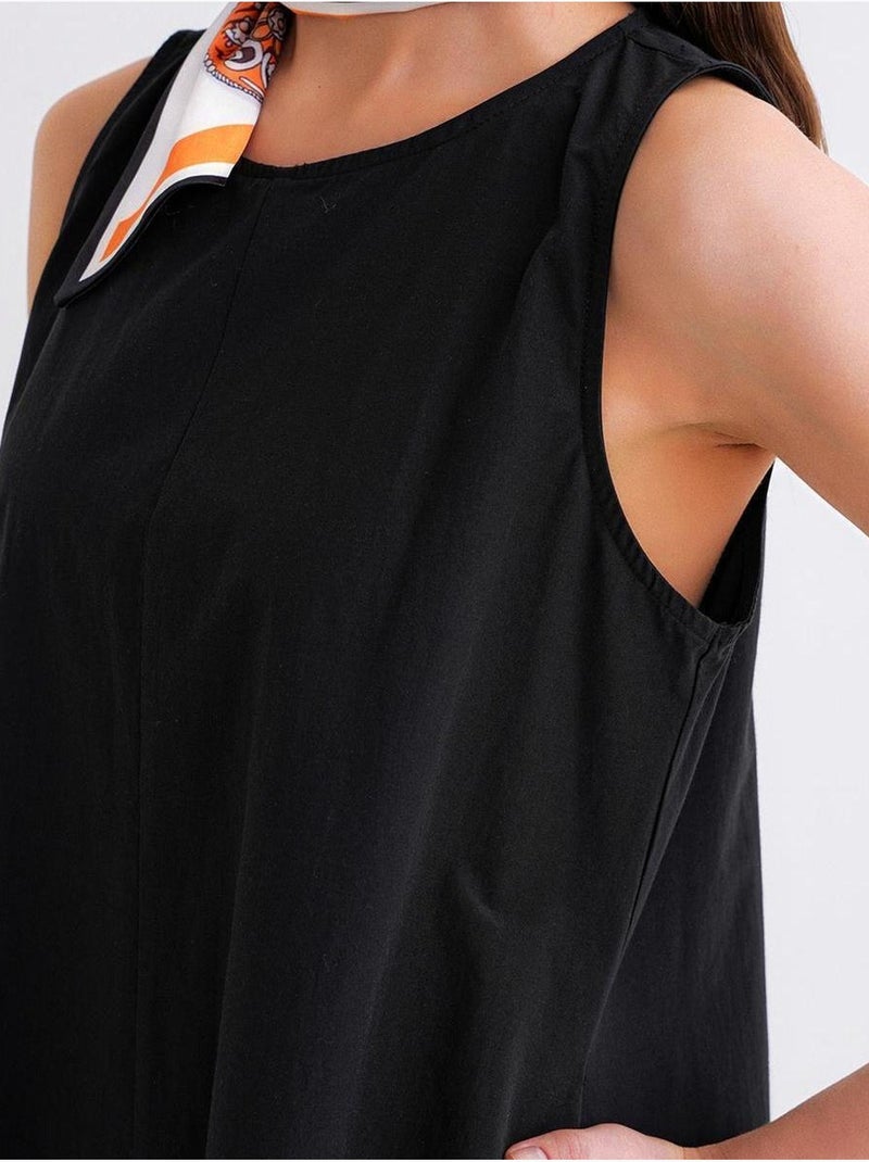 Maxi poplin jurk met zakken mixray Zwart - Kiabi