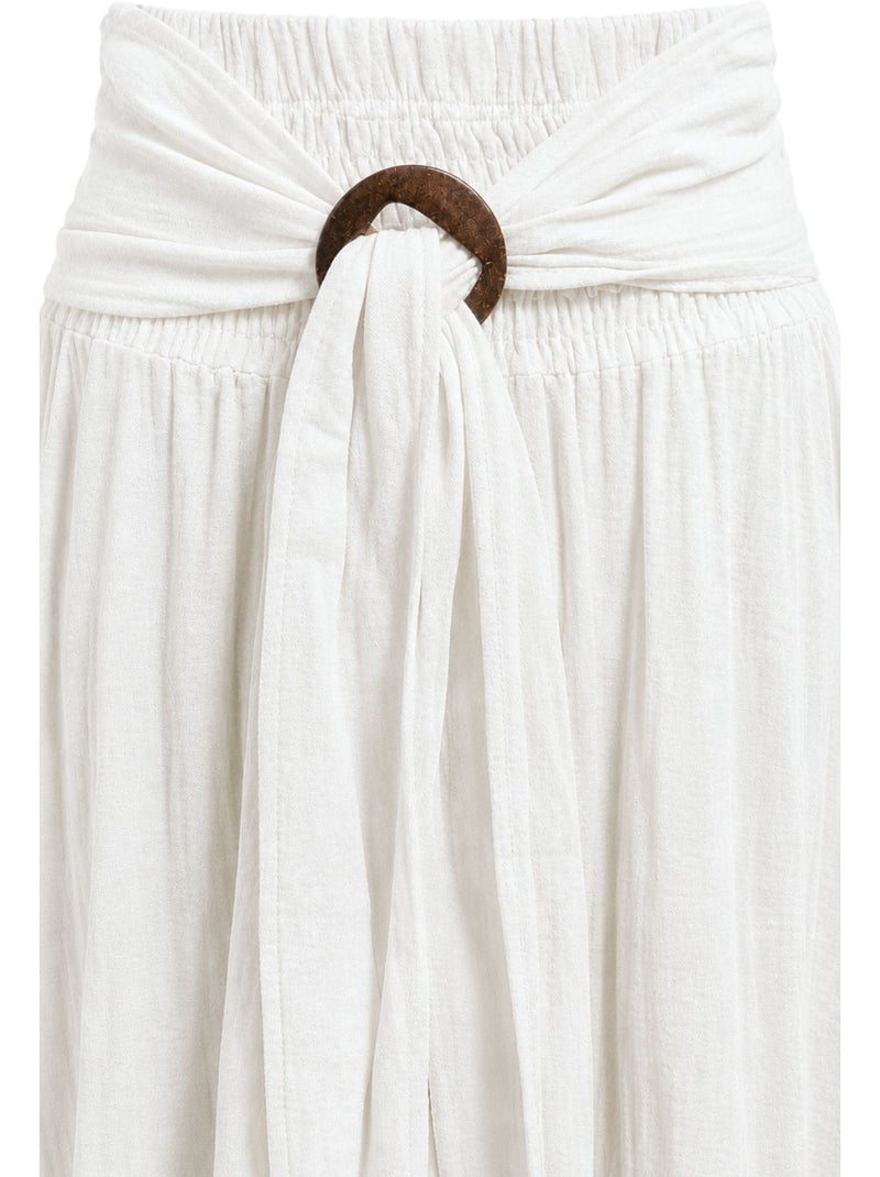 Maxi-rok in a-lijn met hoge taille en ceintuur mixray Wit - Kiabi