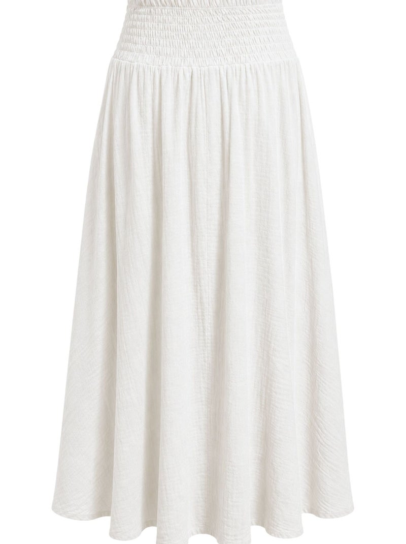 Maxi-rok in a-lijn met hoge taille en ceintuur mixray Wit - Kiabi