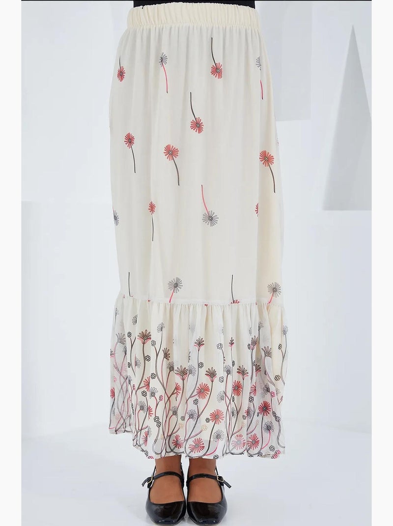Maxi-rok met bloemenprint bdart Klei-beige - Kiabi