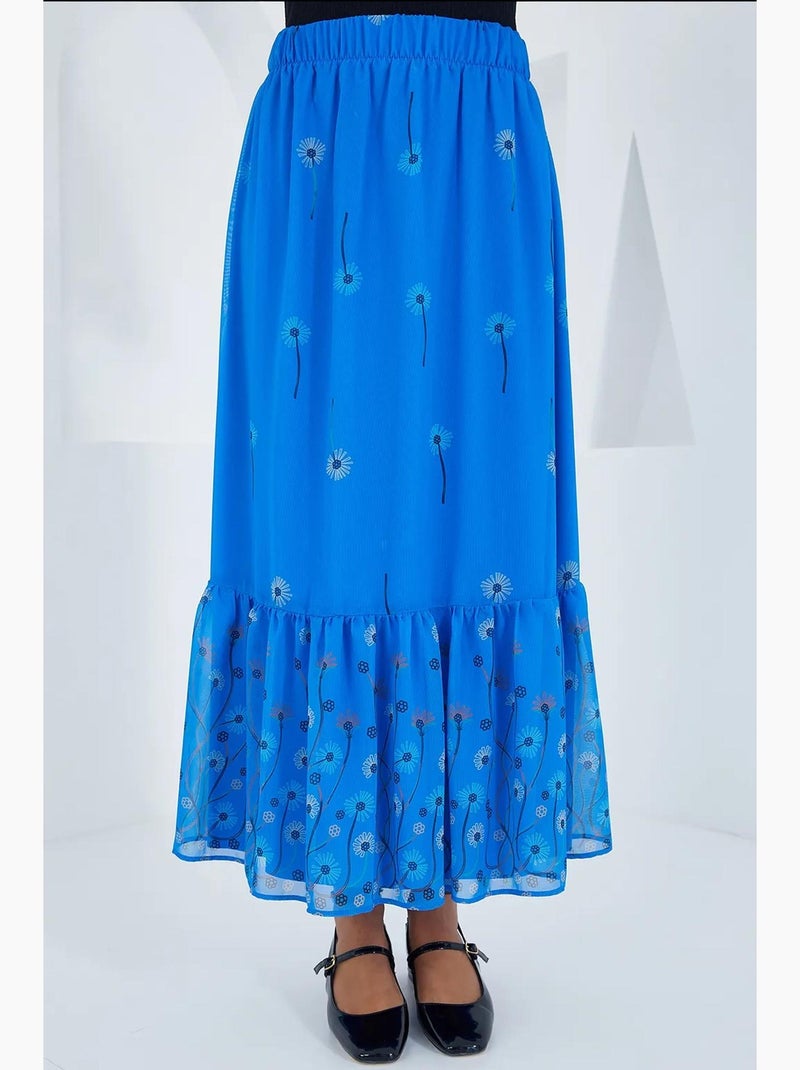 Maxi-rok met bloemenprint bdart Kobaltblauw - Kiabi